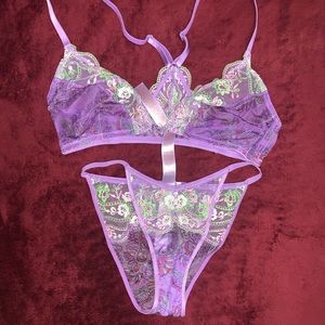 Savage X Fenty purple floral lingerie set